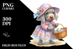 Easter Baby Weimaraner Watercolor, PNG Product Image 2