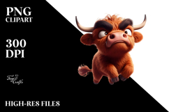 Ridiculously Cute Highland Cow Jumping, High-Res PNG Product Image 2