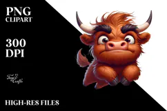 Ridiculously Cute Highland Cow Jumping, High-Res PNG Product Image 2