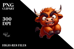 Exaggerated Highland Cow with Human-Like Eyebrows PNG Product Image 2