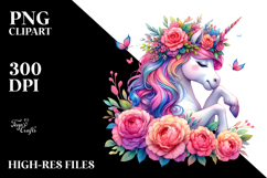 Vibrant Cute Unicorn Watercolor PNG Product Image 2