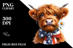 Highland Cow Portrait Tie USA Flag Colors Product Image 3