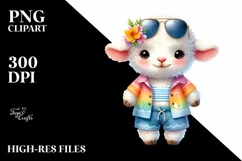 Colorful Cute Baby Lamb Summer | Sublimation Clipart Product Image 3