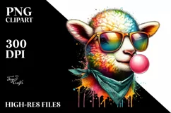 Quirky Colored Lamb Portrait | Sublimation | Clipart Product Image 3