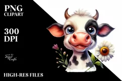 Cow Goofy Flower Cow Portrait | Clipart Product Image 3