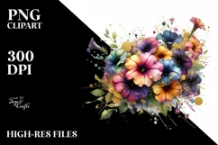 Colorful Petunia Bouquet with Gold Foil Accents Product Image 1