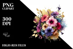 Colorful Petunia Bouquet with Gold Foil Accents Product Image 3