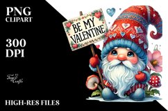 Detailed Gnome with &quot;Be My Valentine&quot; PNG Product Image 2
