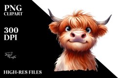 Happy Highland Cow Clipart, High-Res PNG Product Image 1