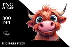Happy Highland Cow Clipart, High-Res PNG Product Image 1
