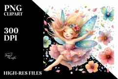 Tumbling Fairy Watercolor | Clipart Product Image 1