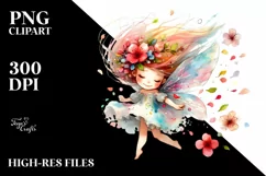 Tumbling Fairy Watercolor | Clipart Product Image 3