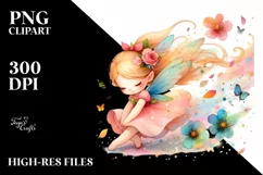 Tumbling Fairy Watercolor | Clipart Product Image 1