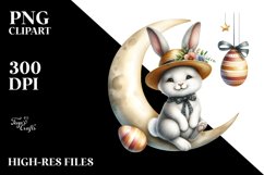 Modern Bunny with Sunglasses on Half Moon PNG Product Image 2