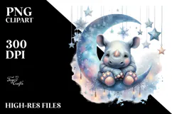 Rhino on Moon with Snow PNG Product Image 2