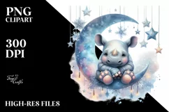 Rhino on Moon with Snow PNG Product Image 3