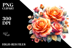 Orange Roses Glossy Petals PNG Product Image 2