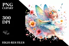 Watercolor Cute Fairy Sticker | Clipart Product Image 1