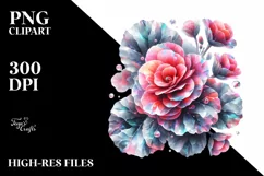 Watercolor Begonia Marble Splash | Sublimation | Clipart Product Image 3