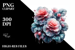 Watercolor Begonia Marble Splash | Sublimation | Clipart Product Image 3