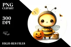 Cute Baby Bee on Star for Halloween PNG Product Image 3