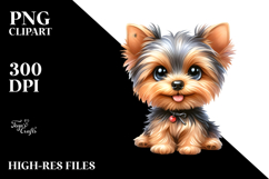Cute Yorkshire Terrier Dog with Big Eyes, PNG Product Image 2