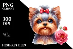 Cute Yorkshire Terrier Dog with Big Eyes, PNG Product Image 2