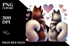 Siberian Husky Uniting Tails into Heart PNG Product Image 2