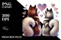 Siberian Husky Uniting Tails into Heart PNG Product Image 2