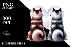 Siberian Husky Uniting Tails into Heart PNG Product Image 2