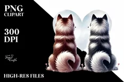 Siberian Husky Uniting Tails into Heart PNG Product Image 2