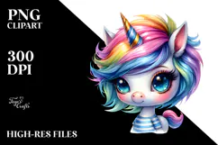 Cute Unicorn Cool Haircut PNG Product Image 2