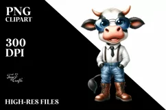 Cow Sunglasses Boots Watercolor Clipart Product Image 3