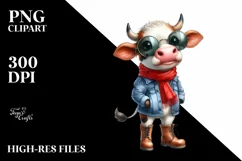 Cow Sunglasses Boots Watercolor Clipart Product Image 1