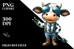 Cow Sunglasses Boots Watercolor Clipart Product Image 1