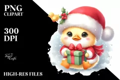 Cute Baby Duck with Santa Hat PNG Product Image 3