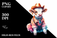 Colorful Cow in Swing Dancer Attire PNG Product Image 3