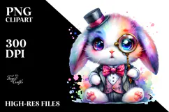 Vibrant Baby Bunny with Monocle, PNG Product Image 2