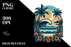 Retro Tropical Island Waves PNG Product Image 2