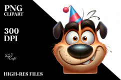 Goofy Dog with Party Hat PNG Product Image 2