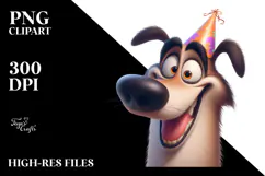Goofy Dog with Party Hat PNG Product Image 2