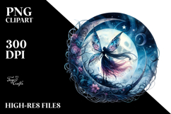 Gothic Fairy on Moon PNG Product Image 2