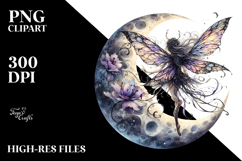 Gothic Fairy on Moon PNG Product Image 2