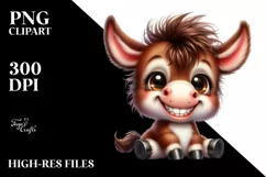 Funny Baby Donkey Sitting Eyes Clipart Product Image 1