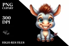 Funny Baby Donkey Sitting Eyes Clipart Product Image 1