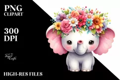 Colorful Flower Crown Elephant | Sublimation Clipart Product Image 3