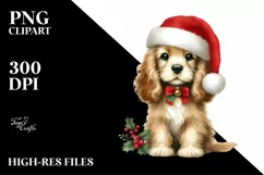 Cute Cocker Spaniel with Santa Hat, Summer PNG Product Image 3