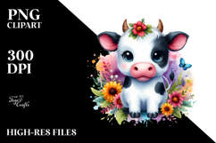 Watercolor Cow Moon White Product Image 2