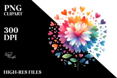 Colorful Simple Flower with Heart Petals PNG Product Image 2