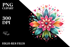 Colorful Simple Flower with Heart Petals PNG Product Image 2
